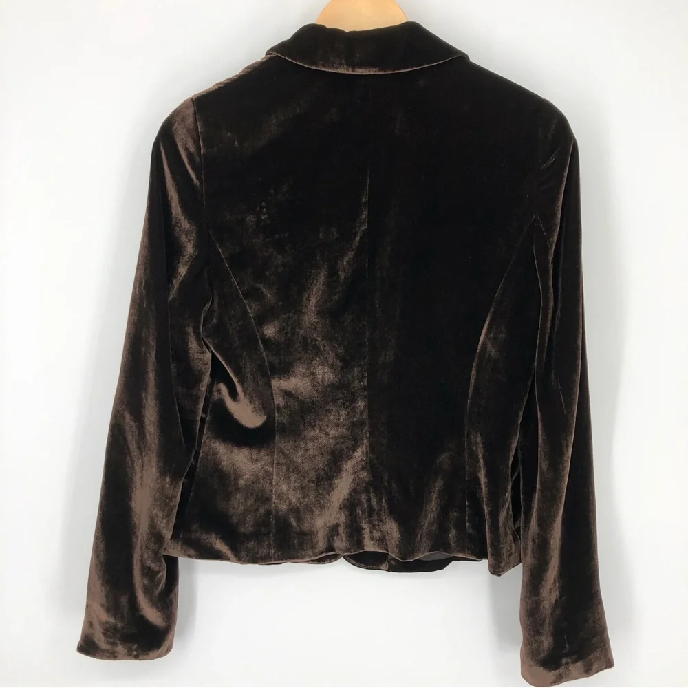 Vtg Y2K Banana Republic Womens Blazer Size 8 Dark Brown‎ Velvet Silk Early 2000s - Picture 5 of 11